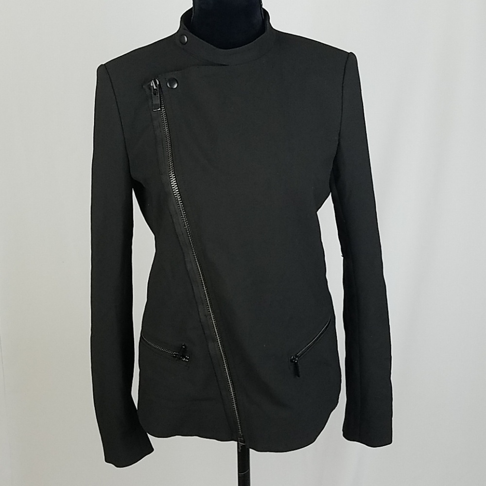 Elizabeth and James women black moto jacket blazer zipped cuff